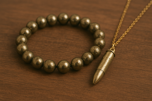 Pyrite Couple Combo (Pyrite Bracelet + Pyrite bullet Pendant)