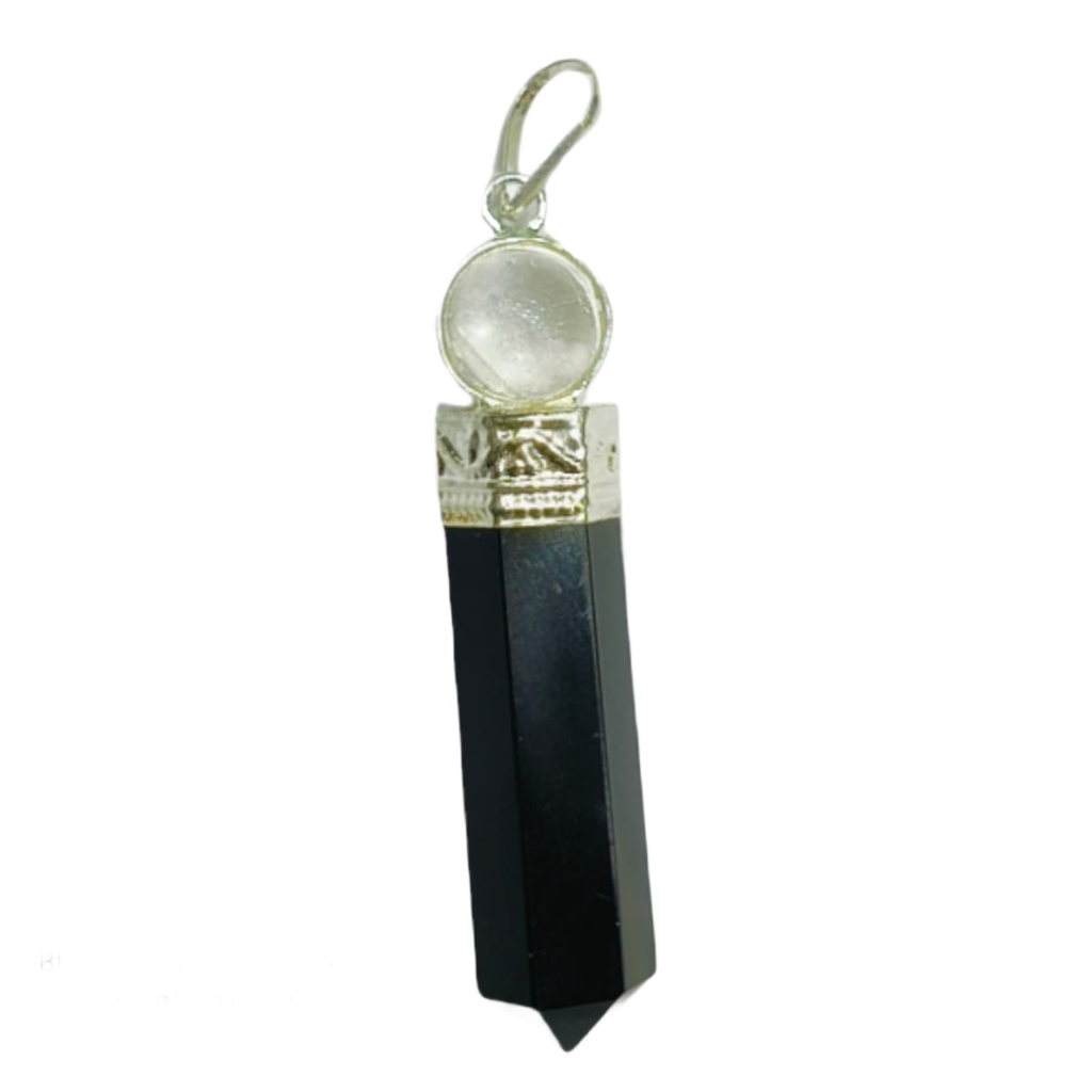 Black Tourmaline and Spatik Bullet Pendant