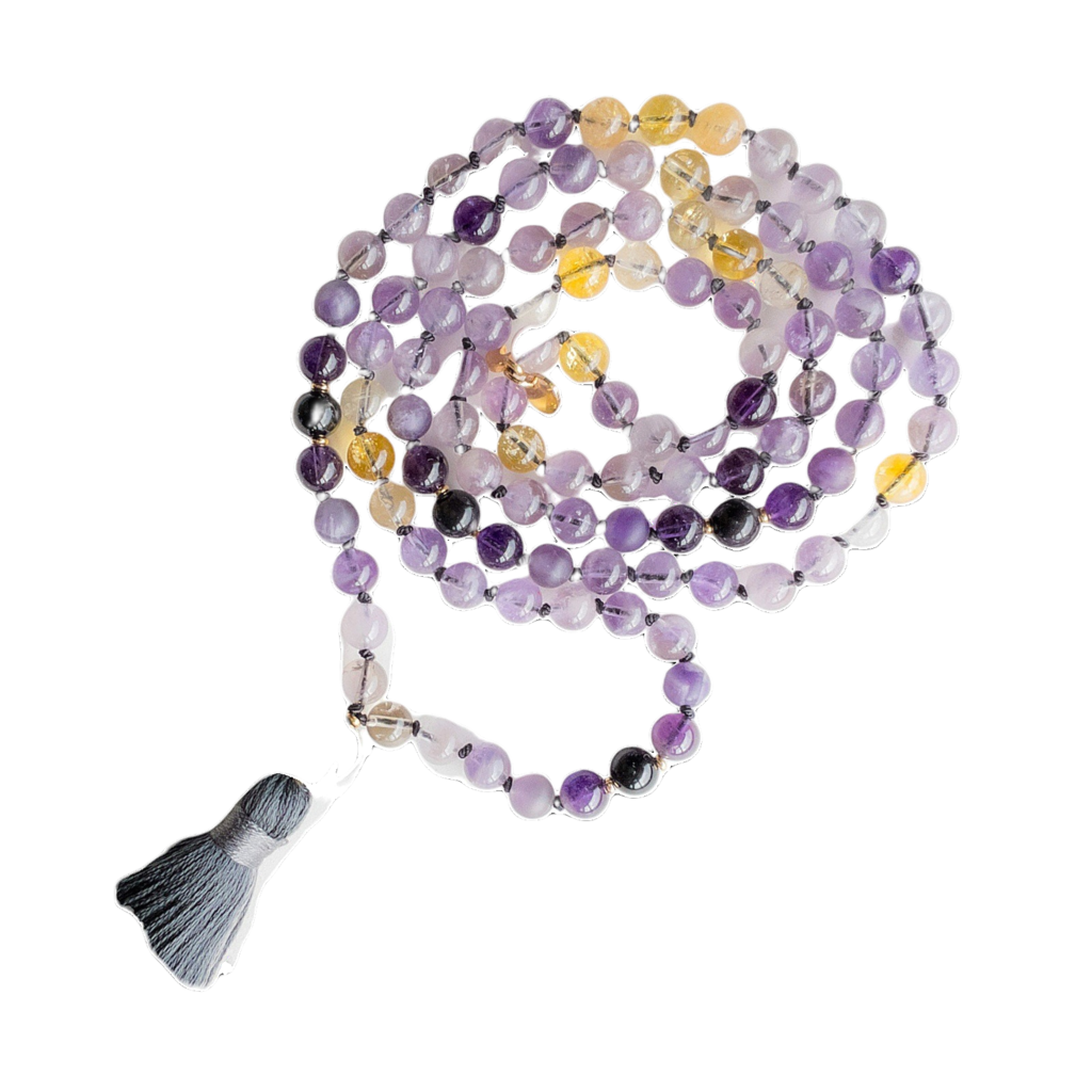 Ametrine Jap Mala: 108 Bead Spiritual Healing Prayer Beads