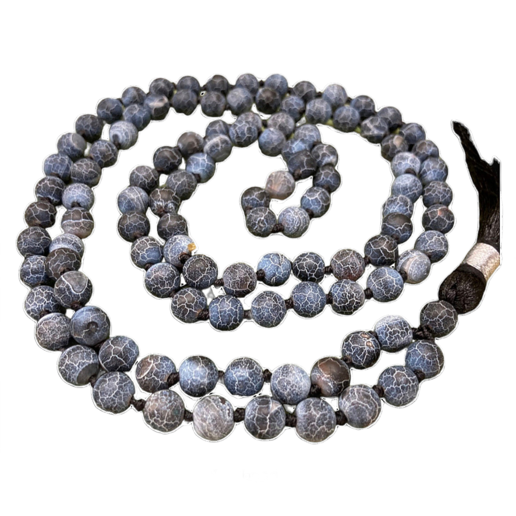 Dragon's Vein Agate Jap Mala: 108 Bead Prayer Beads