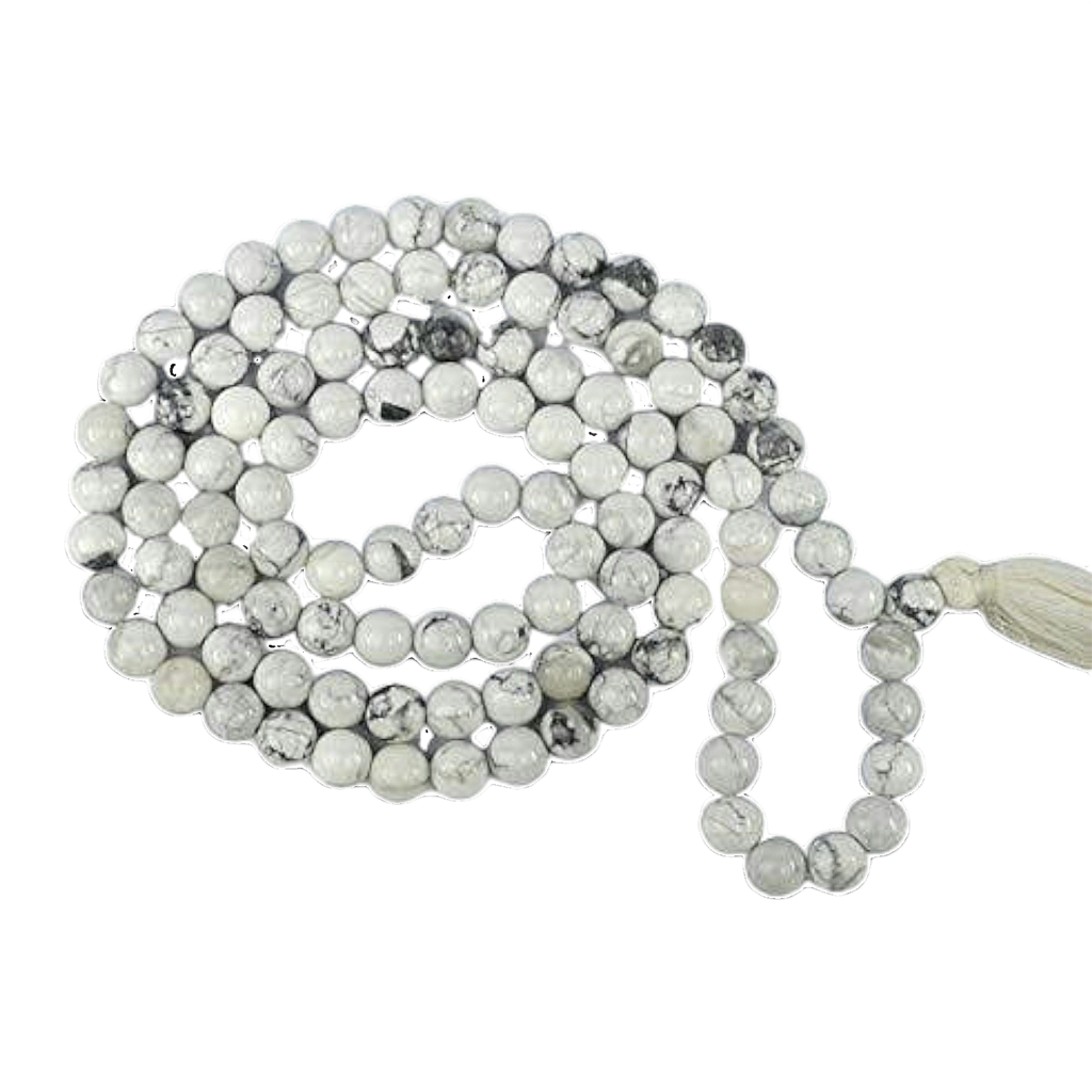 Howlite Jap Mala: 108 Bead Calming and Meditation Prayer Beads