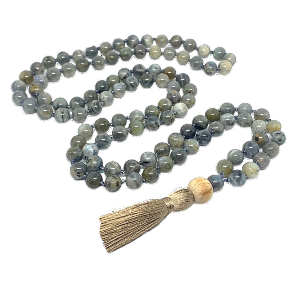 Labradorite Jap Mala: 108 Bead Spiritual Crystal Prayer Beads