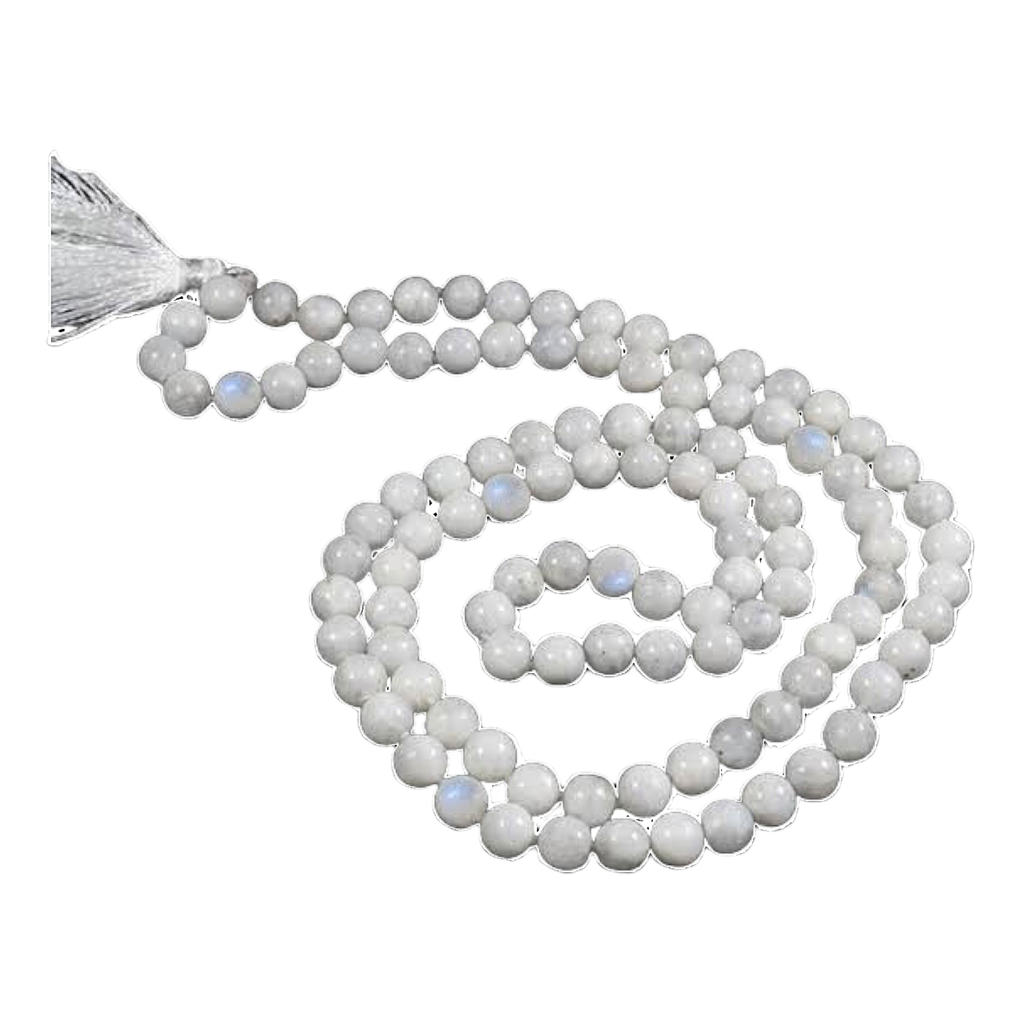Moonstone Jap Mala: 108 Bead Healing Crystal Necklace
