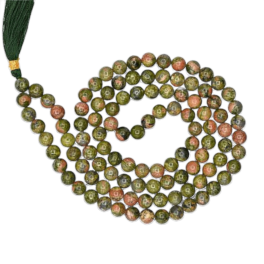 Unakite Jap Mala: 108 Bead Healing and Meditation Beads