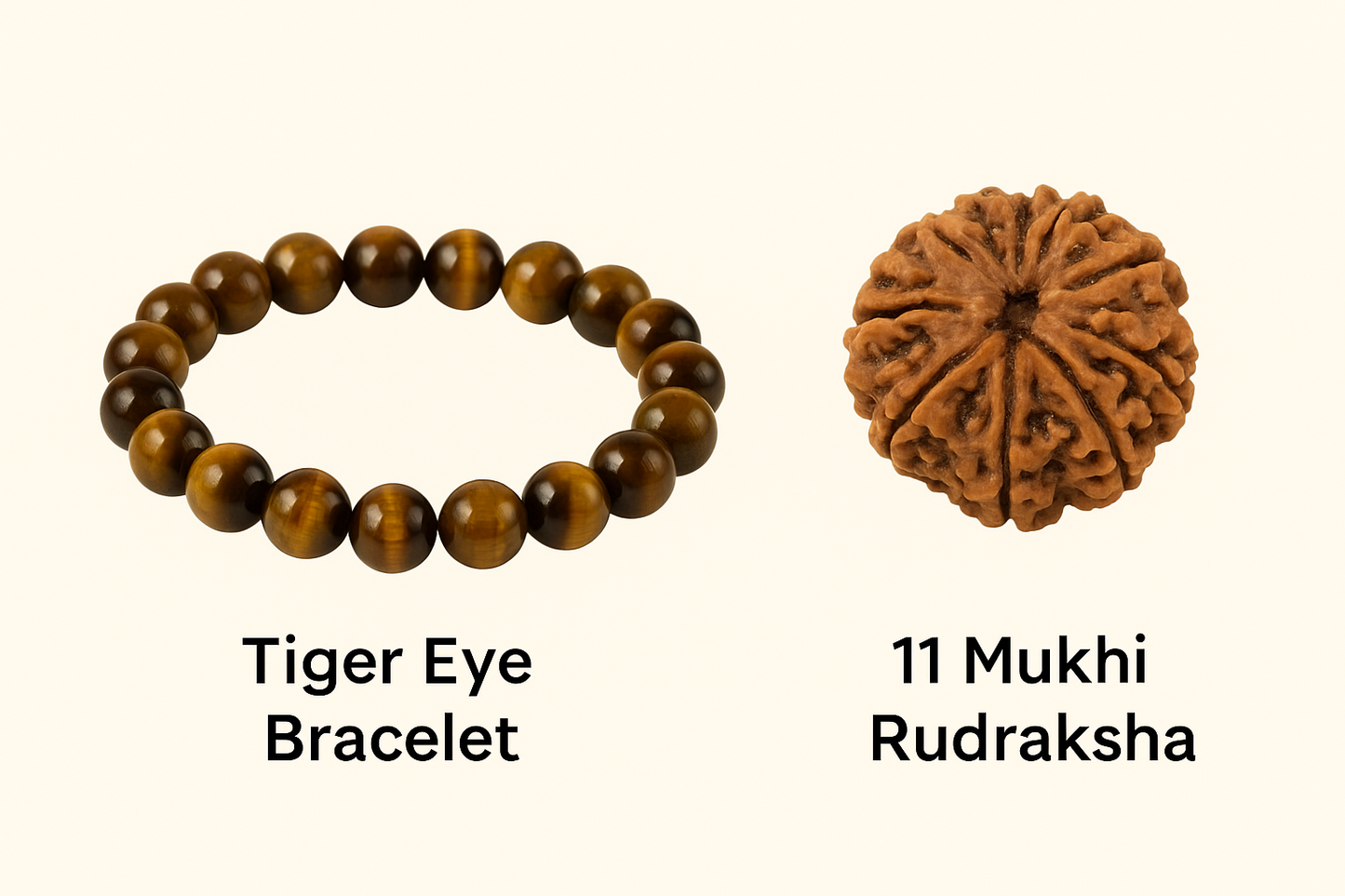 Money & Luck Power Combo (Tiger Eye Bracelet + 11 Mukhi Rudraksha)