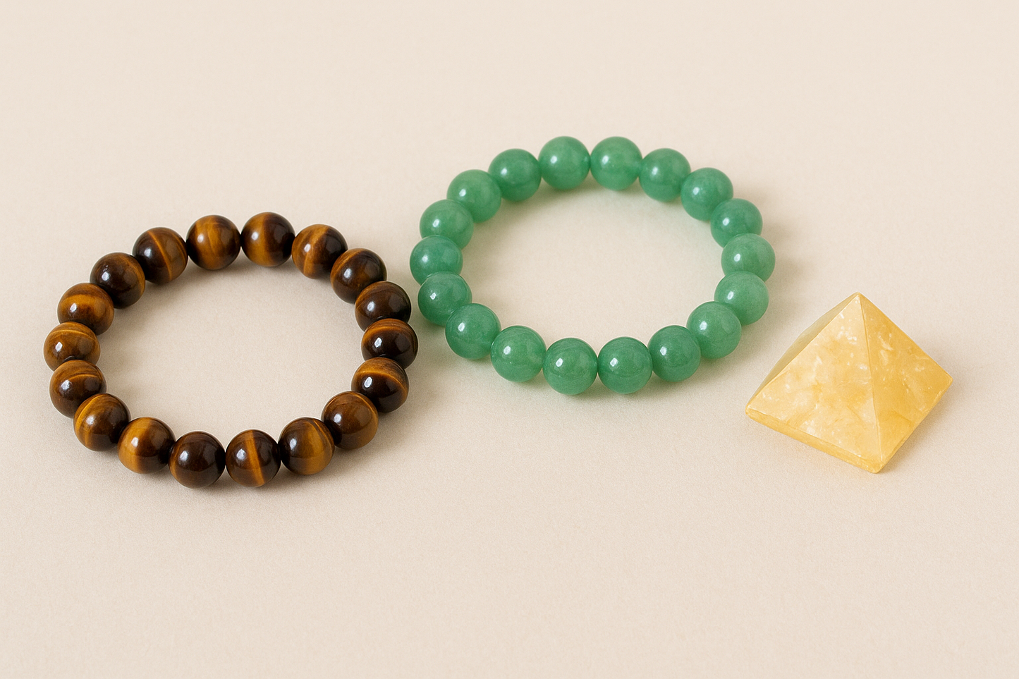 Business Success Combo (Tiger Eye Bracelet + Green Aventurine Bracelet + Citrine Crystal)