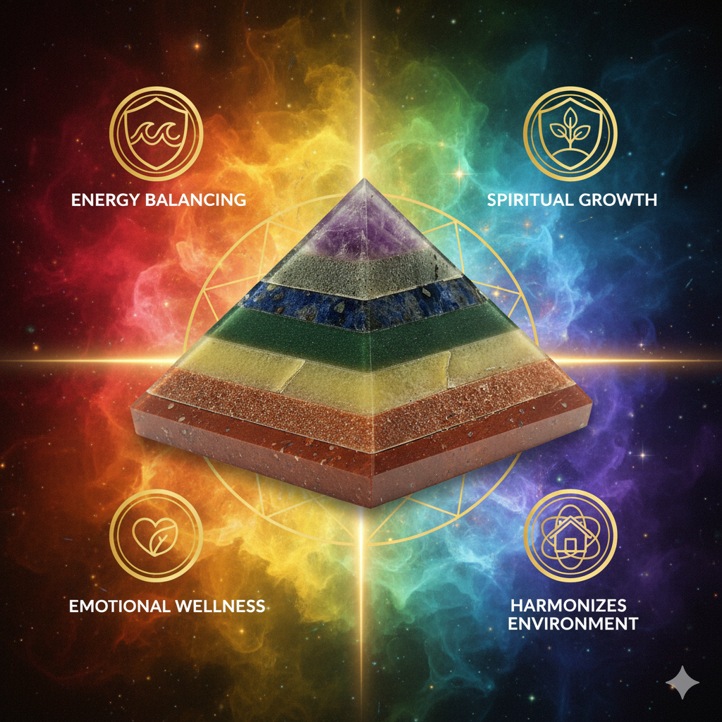 7 Chakra Orgone Pyramid for Reiki Healing and Balancing Energy