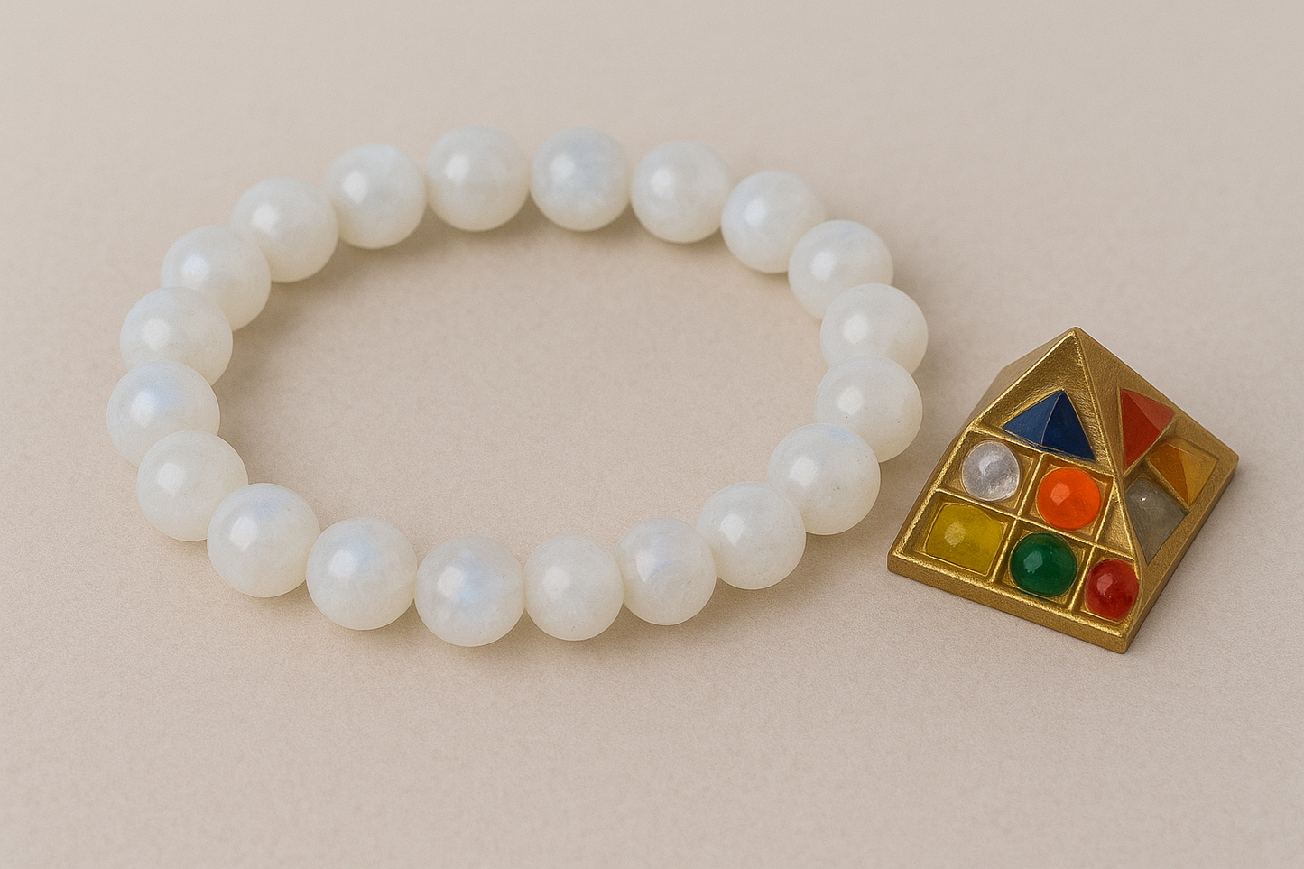 Navagrah Peace Combo (Moonstone Bracelet + Navgrah Pyramid)