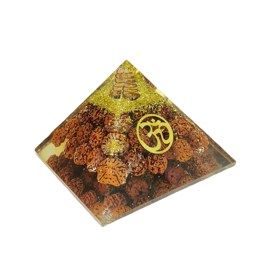 Om Rudraksha Orgone Pyramid for Meditation and Spiritual Protection