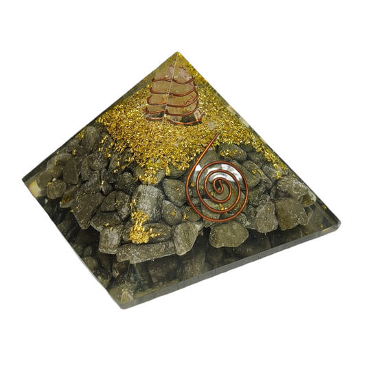Pyrite Orgone Pyramid for Money, Luck and Manifesting Abundance