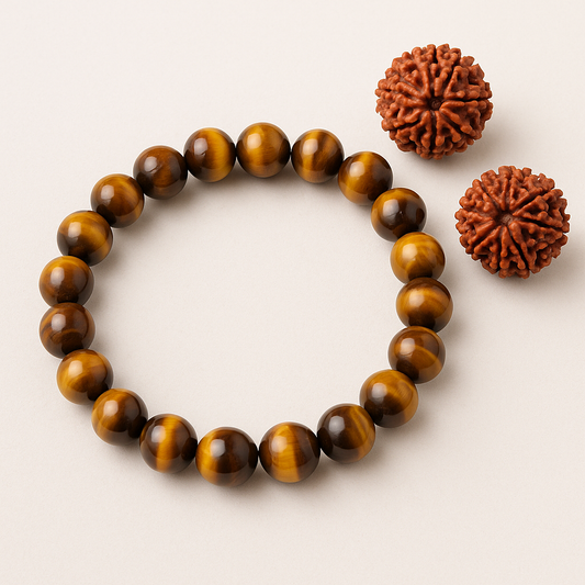 Royal Yoga Combo(7 Mukhi Rudraksha + 11 Mukhi Rudraksha + Tiger Eye Bracelet)