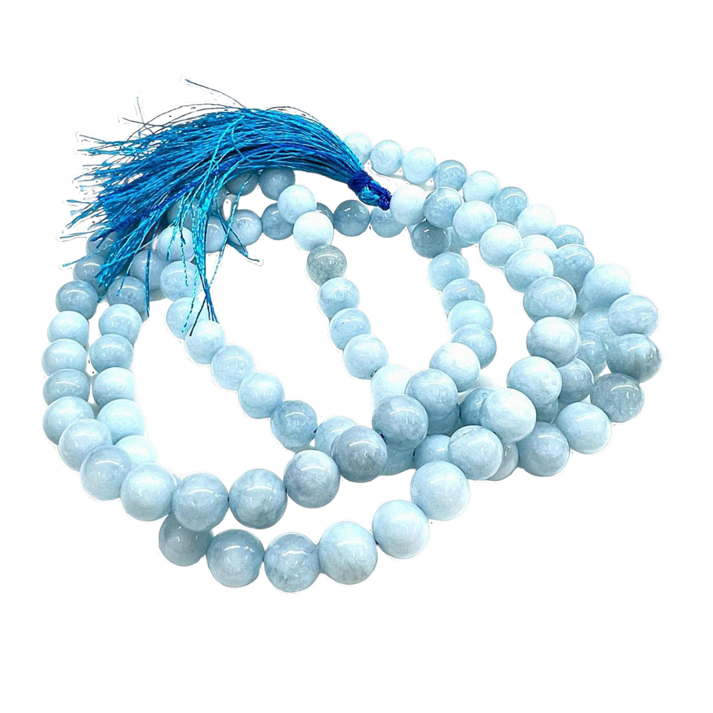 Aquamarine Jap Mala: 108 Bead Meditation and Spiritual Beads