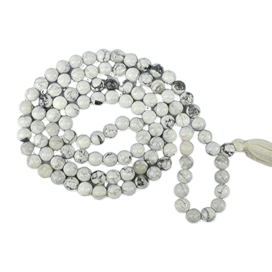 Howlite Jap Mala: 108 Bead Calming and Meditation Prayer Beads