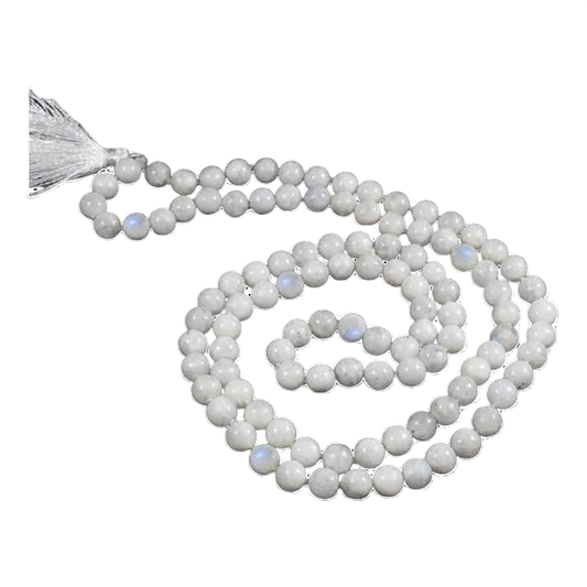 Moonstone Jap Mala: 108 Bead Healing Crystal Necklace