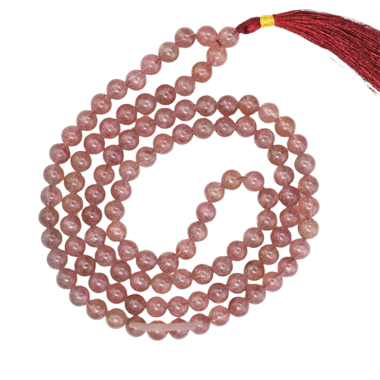 Strawberry Quartz Jap Mala: 108 Bead Happiness and Healing Beads